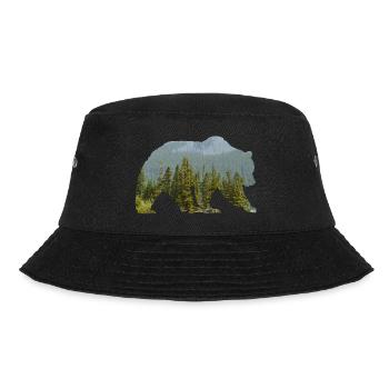 Bear in the mountainous forest Silhouette - Bucket Hat - black - Front - Lela (165cm)