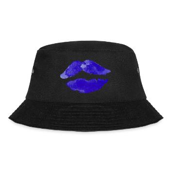 Mouth Lips Pink Kiss Blue Gift Idea - Bucket Hat - black - Front - Lela (165cm)