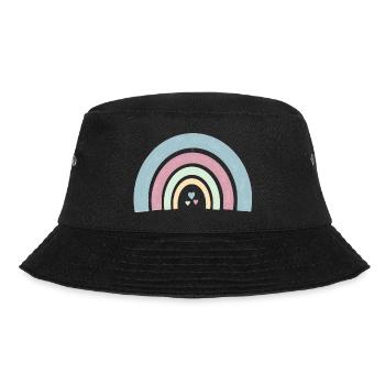 Bunte Bögen mit Herzen in Pastellfarben - Bucket Hat - Schwarz - Vorne - Lela (165cm)