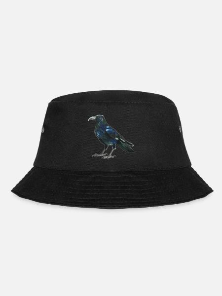 Rabe Krähe mit leicht bläulich grünen Federn - Bucket Hat - Schwarz