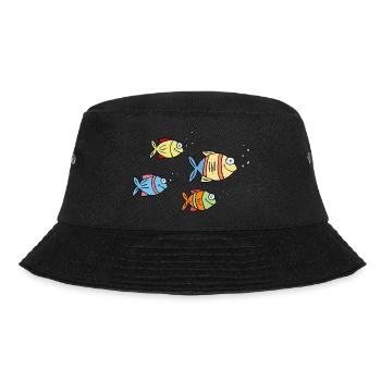 bunte Fische Wasser Meer Graffiti Kinderzeichnung - Bucket Hat - Schwarz - Vorne - Lela (165cm)