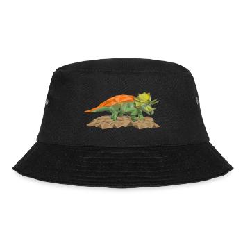 Triceratops Dino im Polygonstil - Bucket Hat - Schwarz - Vorne - Lela (165cm)