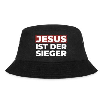 Jesus Christus ist der Sieger - Christliches Shirt - Bucket Hat - Schwarz - Vorne - Lela (165cm)