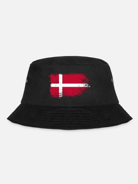 Grunge Dänische Flagge Druck - Bucket Hat - Schwarz