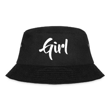 Girl -Schriftzug - Bucket Hat - Schwarz - Vorne - Lela (165cm)