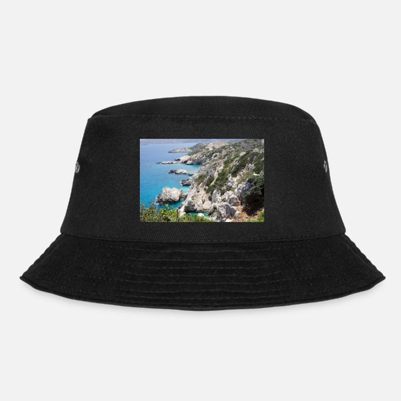 Schöne Steinklippe mit Meer bei Kreta - Bucket Hat - Schwarz
