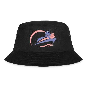 yacht hippo child baby pink blue boat - Bucket Hat - black - Front - Lela (165cm)