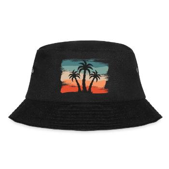 Beach Style: Retro Palmen einsame Insel Design - Bucket Hat - Schwarz - Vorne - Lela (165cm)