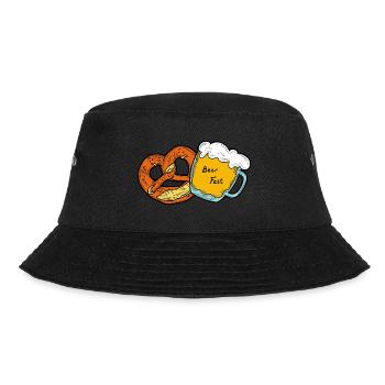 Fête de la bière Octoberfest. Tasse à bière et Brezel. - Bob - noir - Devant - Lela (165cm)