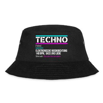 Techno Trance Definition Rave Festival 150 BPM - Bucket Hat - Schwarz - Vorne - Lela (165cm)