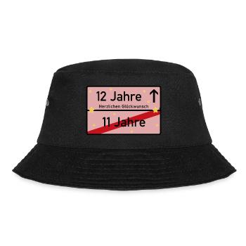 12 Jahre Ortsschild Herzlichen Glückwunsch Rosa - Bucket Hat - Schwarz - Vorne - Lela (165cm)