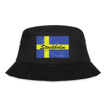 Stockholm - Hauptstadt mit GPS & Flagge - Bucket Hat - Schwarz - Vorne - Lela (165cm)