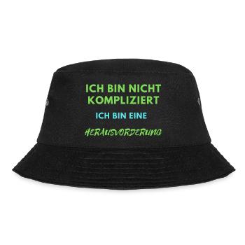 Ich BIN NICHT KOMPLIZIERT - Bucket Hat - Schwarz - Vorne - Lela (165cm)