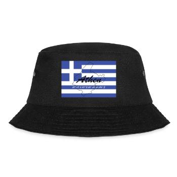 Athen - Hauptstadt mit GPS & Flagge - Bucket Hat - Schwarz - Vorne - Lela (165cm)