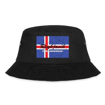 Reykjavik - Hauptstadt mit GPS & Flagge - Bucket Hat - Schwarz - Vorne - Lela (165cm)