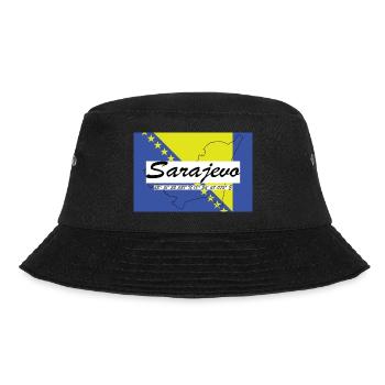 Sarajevo - Hauptstadt mit GPS & Flagge - Bucket Hat - Schwarz - Vorne - Lela (165cm)