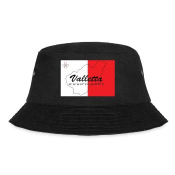 Valletta - Hauptstadt mit GPS & Flagge - Bucket Hat - Schwarz - Vorne - Lela (165cm)