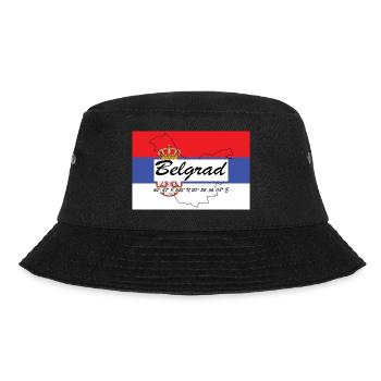 Belgrad - Hauptstadt mit GPS & Flagge - Bucket Hat - Schwarz - Vorne - Lela (165cm)