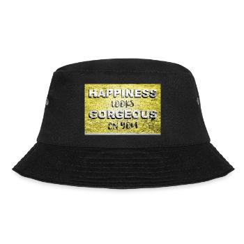 Happiness Looks Gorgeous On You Say Lettering - Bucket Hat - Schwarz - Vorne - Lela (165cm)