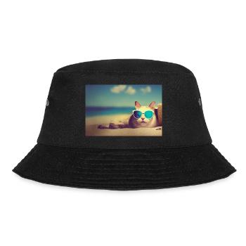 Katze mit Sonnenbrille - Bucket Hat - Schwarz - Vorne - Lela (165cm)