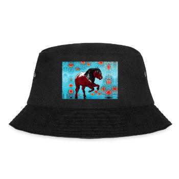 Pferdebraune Malerei - Bucket Hat - Schwarz - Vorne - Lela (165cm)