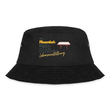 Fliesentisch - Lebenseinstellung - Lustig - Bucket Hat - Schwarz - Vorne - Lela (165cm)