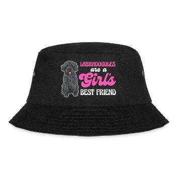 Labradoodle Hund - Bucket Hat - Schwarz - Vorne - Lela (165cm)