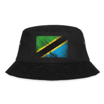 Tansania Flagge - Vintage Grunge - Bucket Hat - Schwarz - Vorne - Lela (165cm)