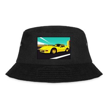 Sportwagen 80er Jahre gelb - Bucket Hat - Schwarz - Vorne - Lela (165cm)