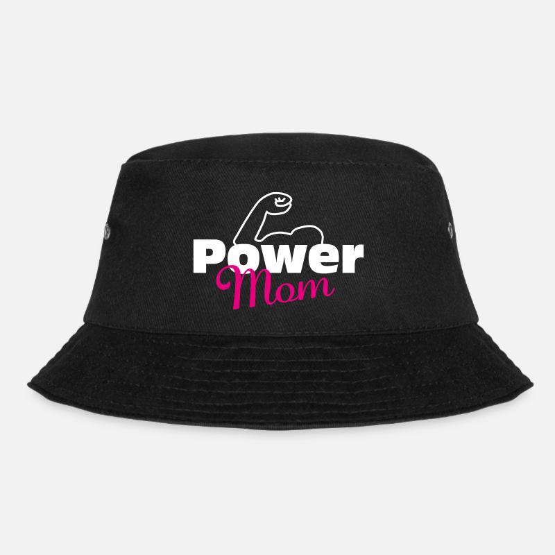 Power Mom white-pink - Bucket Hat - black