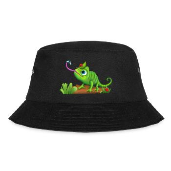 Funny chameleon plays with insects - Bucket Hat - black - Front - Lela (165cm)