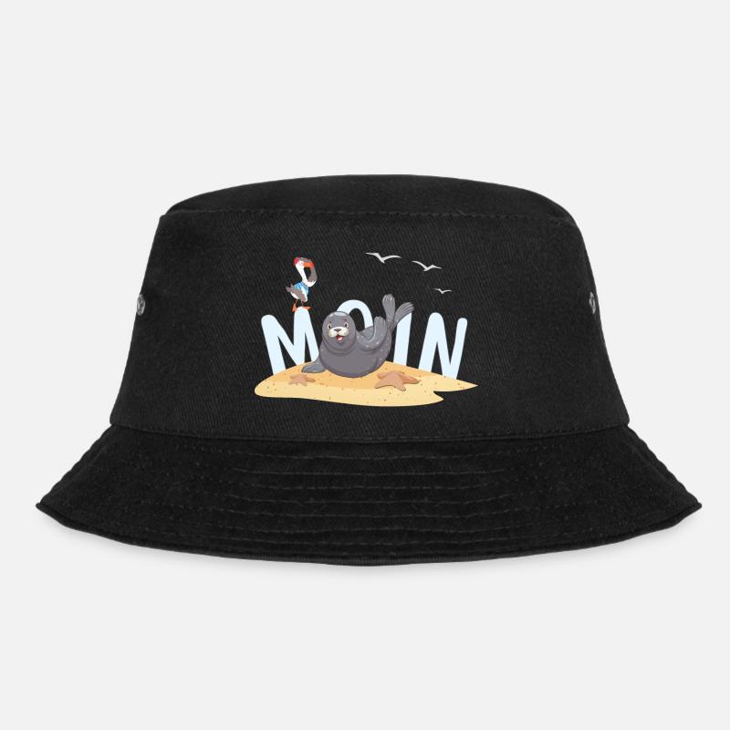 Moin Robbe Möwe Strand - Bucket Hat - Schwarz