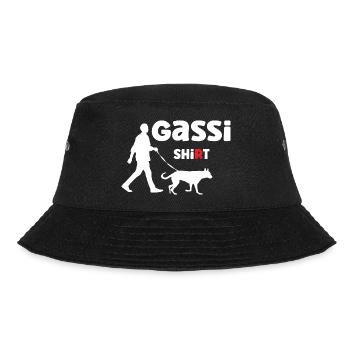 Offizielles Gassi Shi(r)t für jede Runde mit Hund - Bucket Hat - Schwarz - Vorne - Lela (165cm)