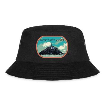 Illustration in blue and green of Mont Saint Michel - Bucket Hat - black - Front - Lela (165cm)