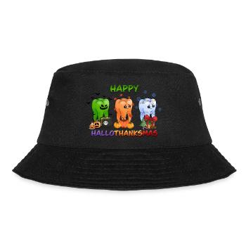 Happy Hallothanksmas Funny Teeth Design - Bucket Hat - black - Front - Lela (165cm)