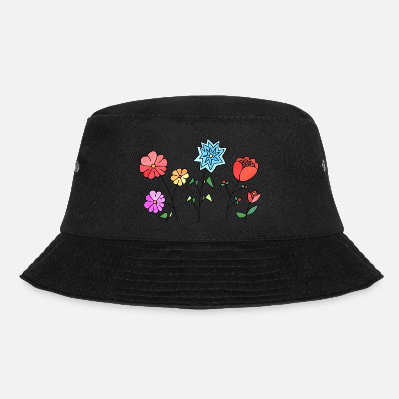 Blumen - Bucket Hat - Schwarz