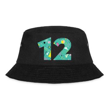Personalisierte 12-Geburtstagsnummer - Bucket Hat - Schwarz - Vorne - Lela (165cm)