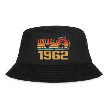 Vintage 1962 Jubiläumsgeschenk - Jahrgang 1962 - Bucket Hat - Schwarz - Vorne - Lela (165cm)