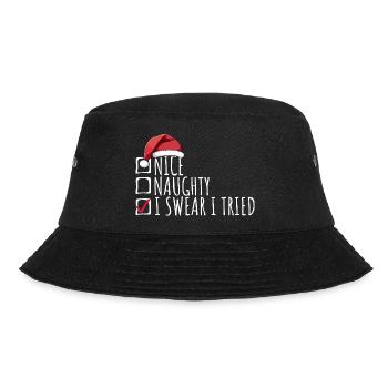 Nice Naughty I Swear I Tried Liste Weihnachten - Bucket Hat - Schwarz - Vorne - Lela (165cm)