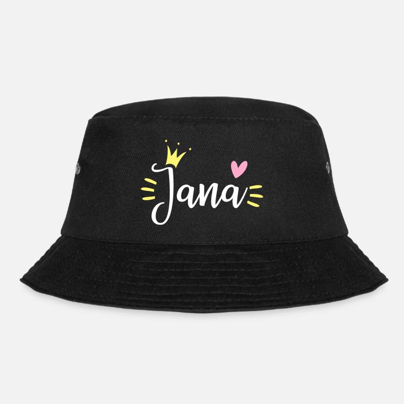 Jana Name Krone - Bucket Hat - Schwarz