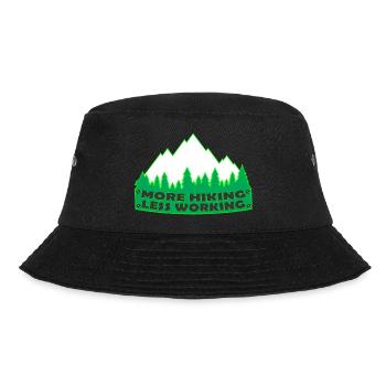 mehr Wandern, weniger Arbeiten - Bucket Hat - Schwarz - Vorne - Lela (165cm)