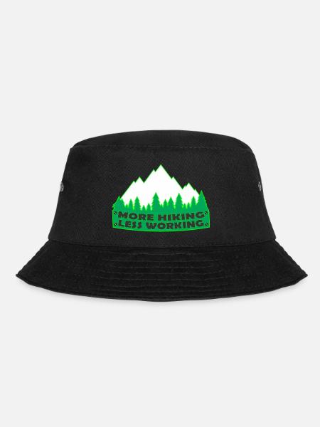 mehr Wandern, weniger Arbeiten - Bucket Hat - Schwarz
