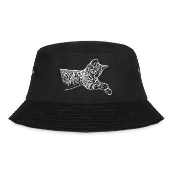 Katze weiß Katzenbaby Kätzchen Geschenk Shirt - Bucket Hat - Schwarz - Vorne - Lela (165cm)