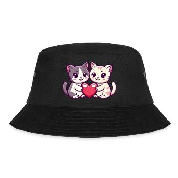 Katze Comic Paar Liebe - Bucket Hat - Schwarz - Vorne - Lela (165cm)