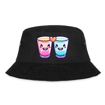 Tequila Shots Kurze Paar Liebe Herz Valentinstag - Bucket Hat - Schwarz - Vorne - Lela (165cm)