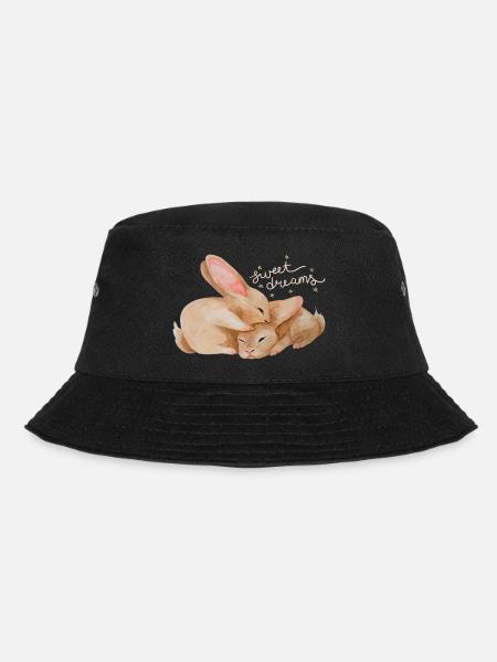 Kuschelhasen - Bucket Hat - Schwarz