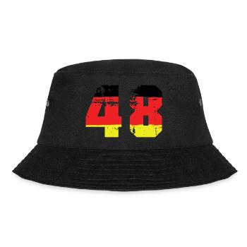 48 Zahl Deutschland Trikot - Bucket Hat - Schwarz - Vorne - Lela (165cm)