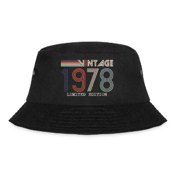 Jahrgang 1978 Jubiläumsgeschenk - Jahrgang 1978 - Bucket Hat - Schwarz - Vorne - Lela (165cm)