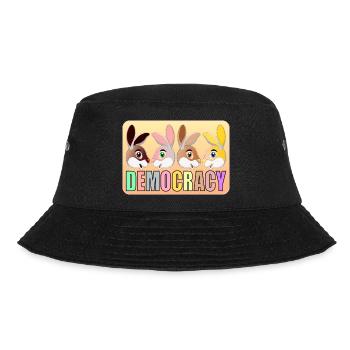 DEMOKRATIE FÜR KINDER – KANINCHEN - Bucket Hat - Schwarz - Vorne - Lela (165cm)