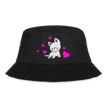 cat love 02 - Bucket Hat - Schwarz - Vorne - Lela (165cm)